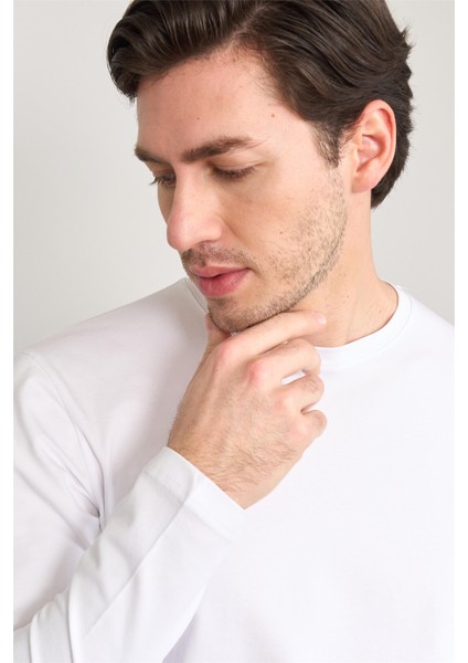 Çetinkaya Mentality 4199 Bisiklet Yaka Uzun Kol Süprem Slimfit Body Beyaz modelleri