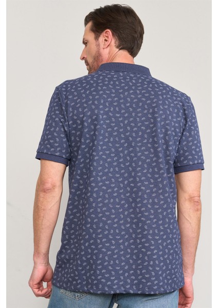 Çetinkaya Mentality 4137 Polo Yaka Rejenere Pike Metraj Baskı Regular T-Shirt Indigo fırsatları