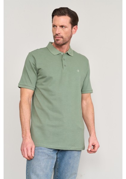 2742-L Erkek Polo Yaka Pike T-Shirt Haki %100 Pamuk fiyatları