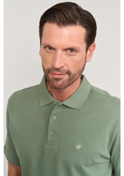 2742-L Erkek Polo Yaka Pike T-Shirt Haki %100 Pamuk modelleri