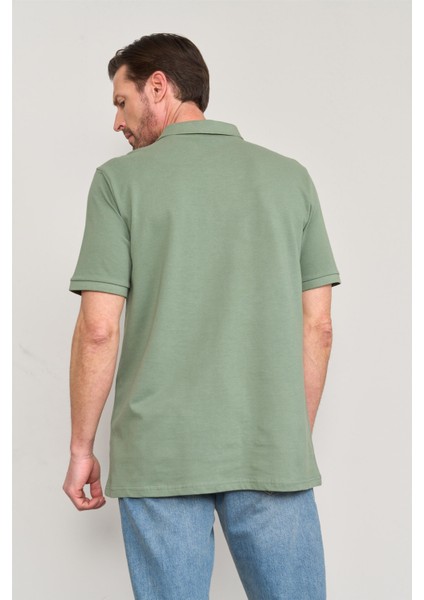 2742-L Erkek Polo Yaka Pike T-Shirt Haki %100 Pamuk fırsatları