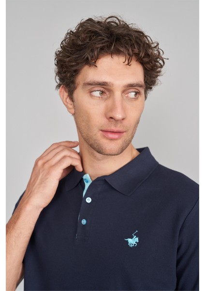 3047-L Erkek Polo Yaka Penye Pike T-Shirt Lacivert fiyatları