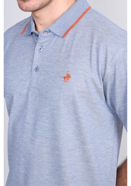 3939 Erkek Polo Yaka 1-1 Pike T-Shirt Mavi modelleri