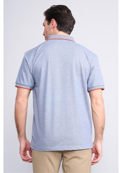 3939 Erkek Polo Yaka 1-1 Pike T-Shirt Mavi fırsatları