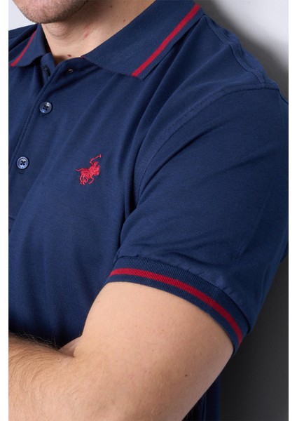3953 Erkek Polo Yaka 30/1 Pike T-Shirt Lacivert modelleri
