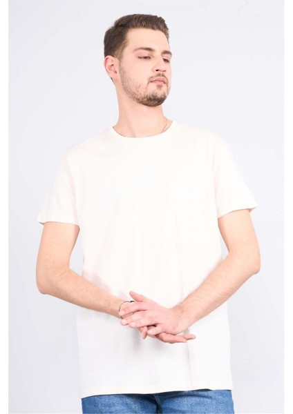 2772 Erkek Bisiklet Yaka T-Shirt Koyu Krem