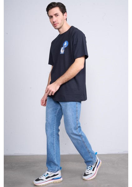 Çetinkaya Chester Polo 3858 Bisiklet Yaka 30/1 Penye Regular Baskılı T-Shirt Lacivert fiyatları