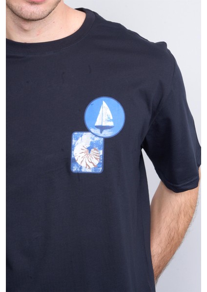 Çetinkaya Chester Polo 3858 Bisiklet Yaka 30/1 Penye Regular Baskılı T-Shirt Lacivert modelleri