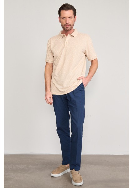 Çetinkaya Mentality 4140 Polo Yaka Rejenere Pike Metraj Baskı Regular T-Shirt Vizon