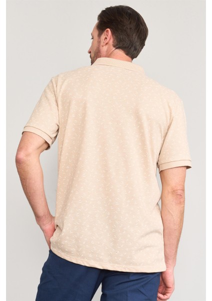Çetinkaya Mentality 4140 Polo Yaka Rejenere Pike Metraj Baskı Regular T-Shirt Vizon