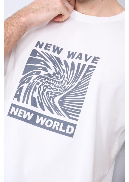 Çetinkaya Mentality 3698 Bisiklet Yaka Penye Regular Baskılı T-Shirt Krem modelleri