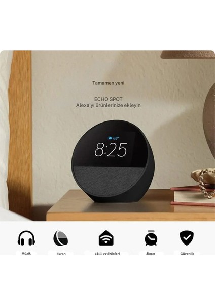 Echo Spot Akıllı Ekranlı Hoparlör – Alexa Destekli, Alarm, Müzik, Akıllı Ev Kontrolü