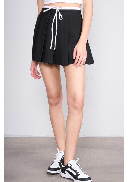 NM-109 Sıyah Kadın Pılelı Short Etek fiyatları