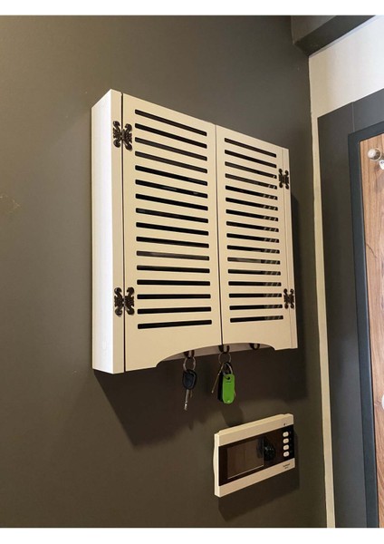 Elektrik Pano Düzenleyici Duvar Düzenleyici Ahşap Dekoratif Beyaz Kutu Anahtarlık Düz Çizgi