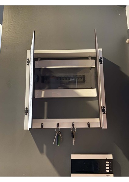 Elektrik Pano Düzenleyici Duvar Düzenleyici Ahşap Dekoratif Beyaz Kutu Anahtarlık Düz Çizgi