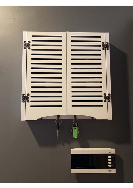 Elektrik Pano Düzenleyici Duvar Düzenleyici Ahşap Dekoratif Beyaz Kutu Anahtarlık Düz Çizgi