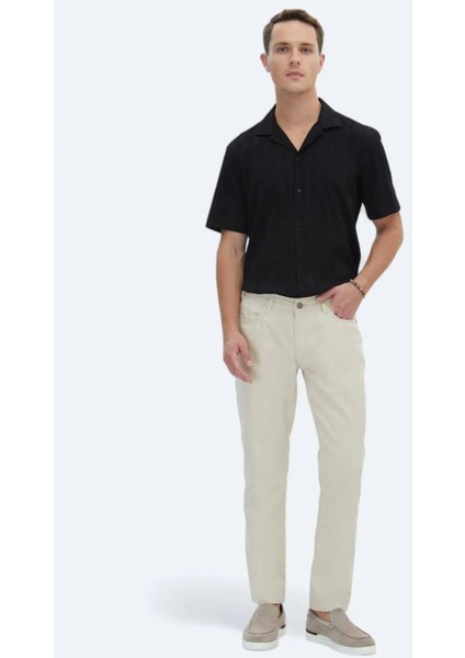 Bej Denim Slim Fit Casual Pamuk Karışımlı Pantolon
