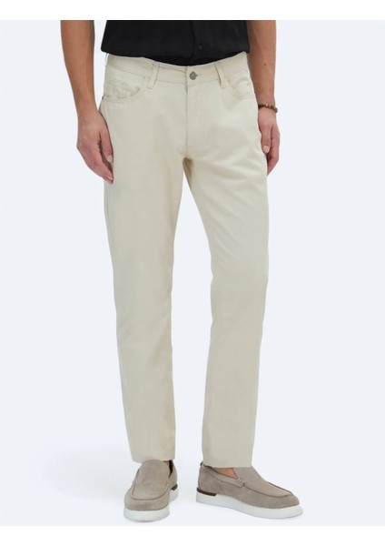 Bej Denim Slim Fit Casual Pamuk Karışımlı Pantolon fiyatları