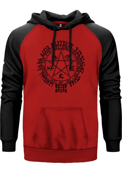 Hellsing Ultimate Symbol Kırmızı Renk Reglan Kol Kapşonlu Sweatshirt