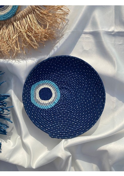 Nazar Boncuğu El Yapımı 2li Hasır Duvar Tabağı Seti- Lacivert fiyatları
