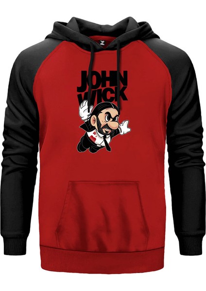 John Wick Fly Kırmızı Renk Reglan Kol Kapşonlu Sweatshirt
