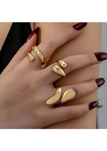 Üçlü Minimalist Lüks Geometrik Gözyaşı Halkaları Yüzük fiyatları