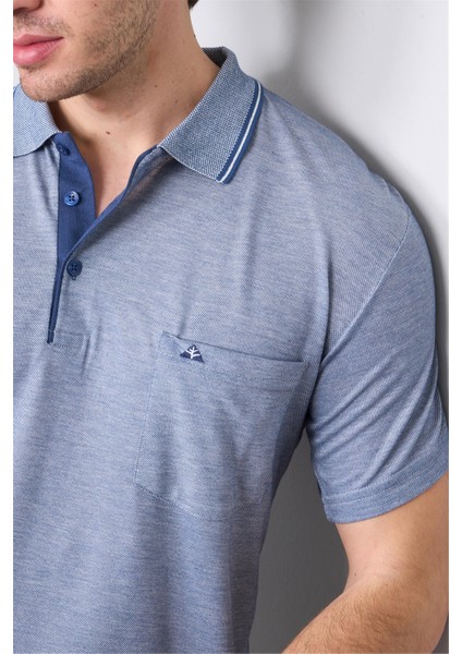 Çetinkaya Mentality 3372 Erkek Cepli Polo Yaka Regular Indigo-Beyaz T-Shirt modelleri