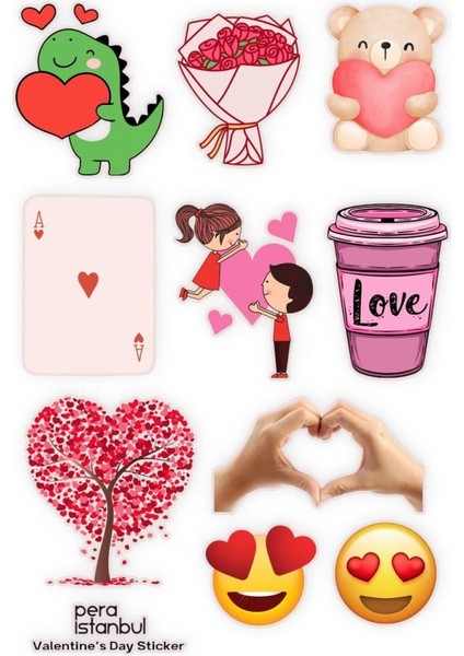 2 Adet Renkli Sevgililer Günü Özel Sticker ve Hediyelik Sticker Seti Sevgililer Günü Yıl Dönümü