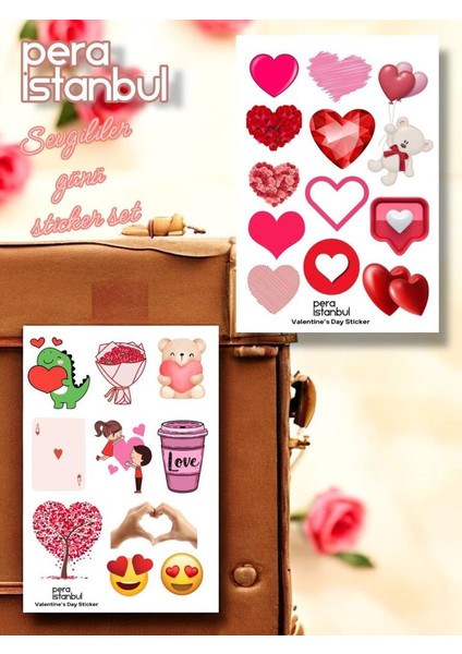 2 Adet Renkli Sevgililer Günü Özel Sticker ve Hediyelik Sticker Seti Sevgililer Günü Yıl Dönümü