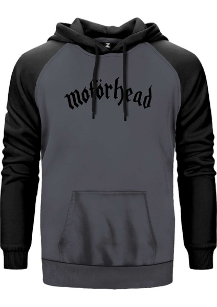 Motörtead Logo Yazı White Gri Renk Reglan Kol Kapşonlu Sweatshirt