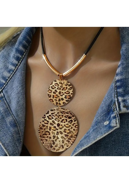 Leopar Desenli Gold Şık Zarif Tasarım Kolye 1 Adet indirimleri