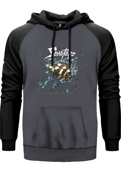 Savatage Power Of The Night Gri Renk Reglan Kol Kapşonlu Sweatshirt