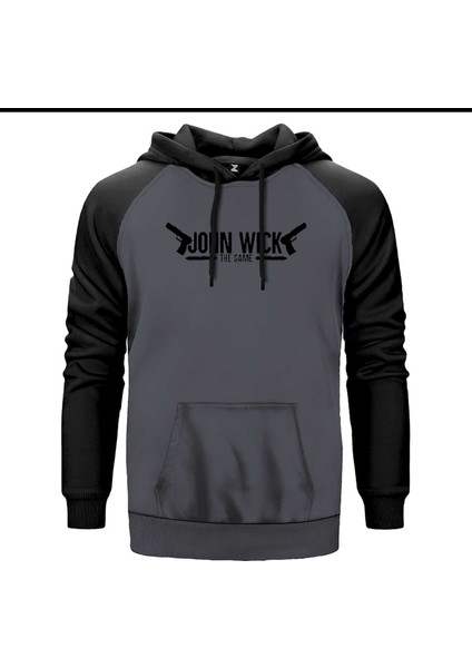 John Wick The Game Gri Renk Reglan Kol Kapşonlu Sweatshirt