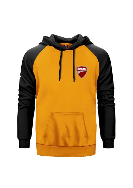 Ducati Multistrada Logo Sarı Renk Reglan Kol Kapşonlu Sweatshirt