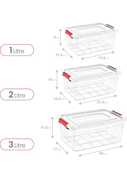 3'lü Set Smart Box Saklama Kabı 1-2-3 Lt