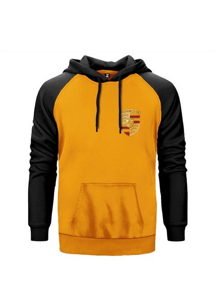Porsche Logo Sarı Renk Reglan Kol Kapşonlu Sweatshirt