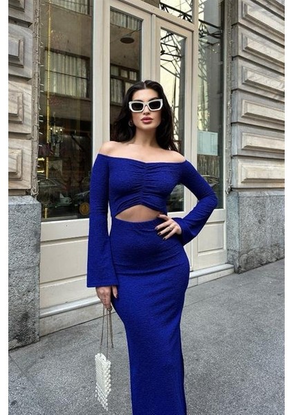 Lita Cut Out Büzgülü Elbise 2715-8