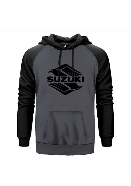 Suzuki Intruder Gri Renk Reglan Kol Kapşonlu Sweatshirt