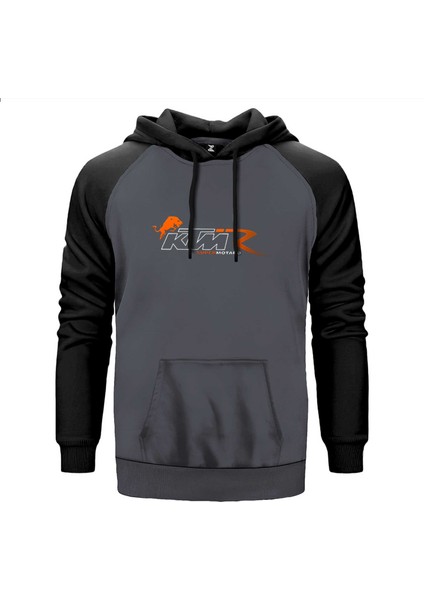 Ktm Supermotard Gri Renk Reglan Kol Kapşonlu Sweatshirt