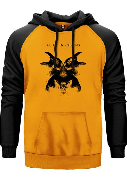 Alice In Chains Hollow Sarı Renk Reglan Kol Kapşonlu Sweatshirt