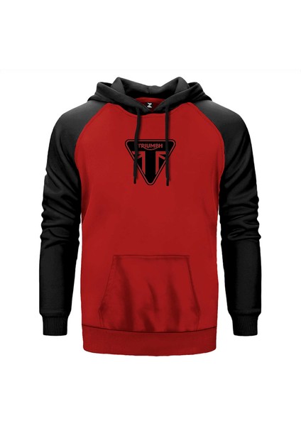 Triumph Motorcycles Ltd Kırmızı Renk Reglan Kol Kapşonlu Sweatshirt