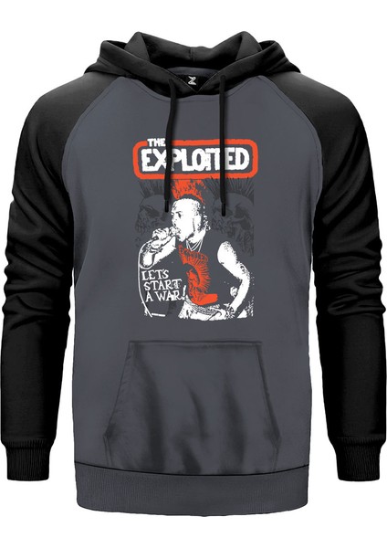 The Exploited On Stage Gri Renk Reglan Kol Kapşonlu Sweatshirt
