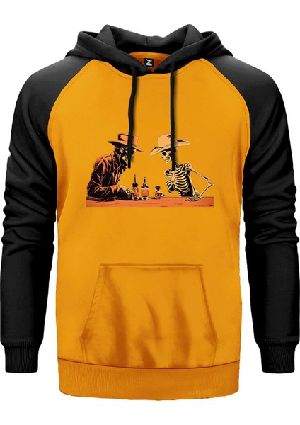 Skelton Cowboy Bar Sarı Renk Reglan Kol Kapşonlu Sweatshirt