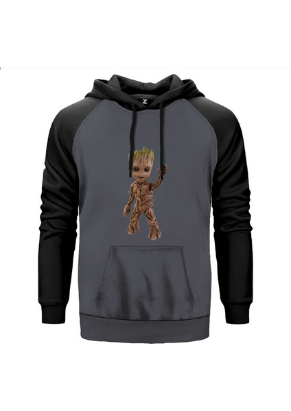 Groot Baby Gri Renk Reglan Kol Kapşonlu Sweatshirt
