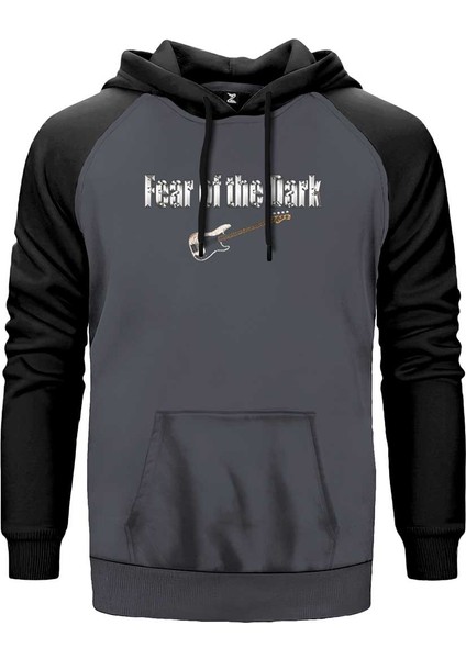 Iron Maiden Fear Of The Dark Guitar Gri Renk Reglan Kol Kapşonlu Sweatshirt