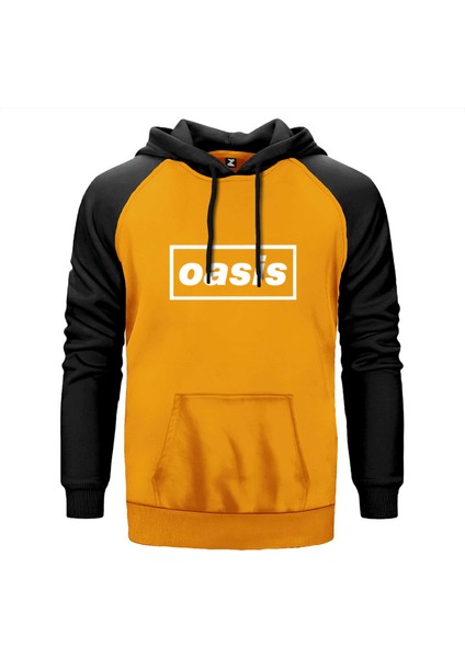 Oasis Text Sarı Renk Reglan Kol Kapşonlu Sweatshirt
