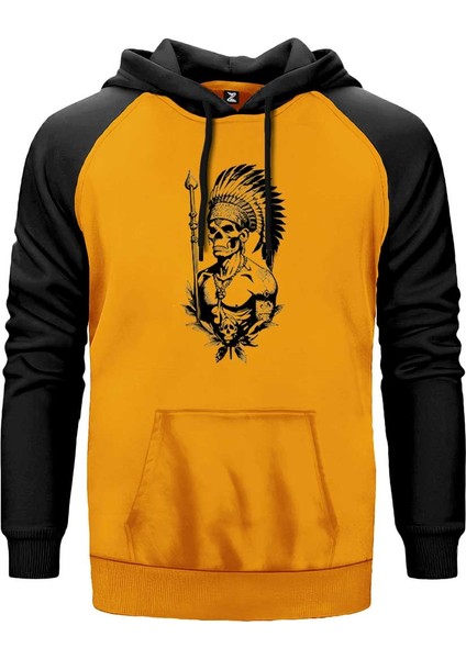 Kızıldereli Skull Warrios Sarı Renk Reglan Kol Kapşonlu Sweatshirt
