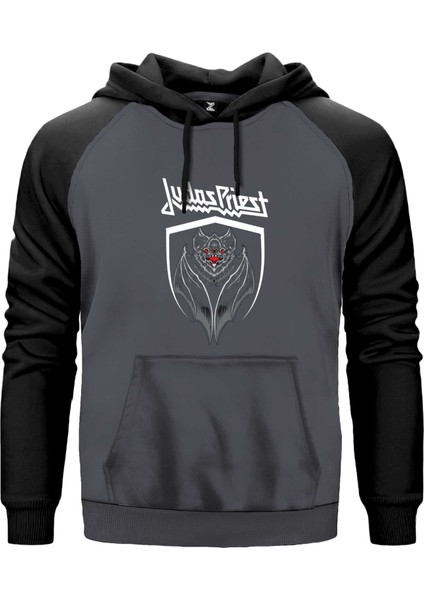 Judas Priest Bat Gri Renk Reglan Kol Kapşonlu Sweatshirt