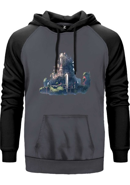 Water Valley Castle Gri Renk Reglan Kol Kapşonlu Sweatshirt