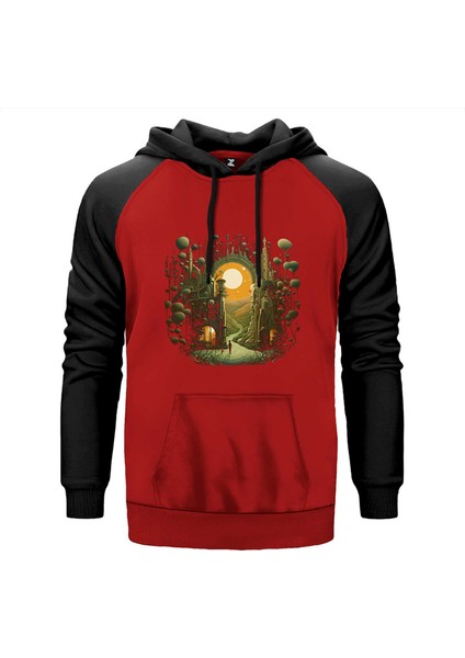 Journey To Hope Kırmızı Renk Reglan Kol Kapşonlu Sweatshirt